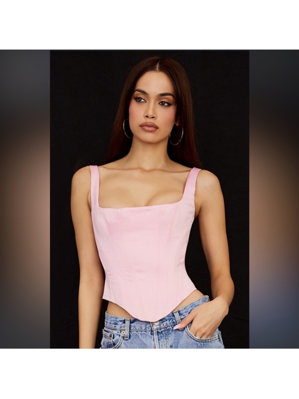 House of CB Pink Square-Neck Corset Top Rafa